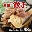 送料無料 鹿児島県産黒豚使用 タレのいらない 黒豚餃子(にんにく) 計48個(12個入り×4袋)絶品 タレなし おかず お弁当 冷凍食品 ぎょうざ ギョウザ お...
