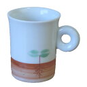 ミニ マグカップ 赤絵花 ふたば 5.6cm 国産 美濃焼食器 食洗機対応 レンジ対応多治見 絵器彩陶