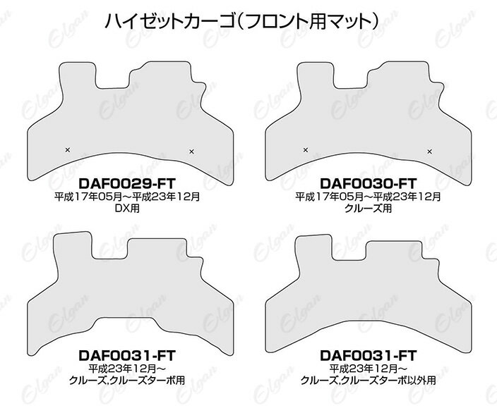 【ダイハツ】ハイゼットカーゴ 専用フロアマット（フロントのみ） [年式：H17.05-] [型式：S3##0V,S321V,S331V] （ドレスアップシリーズ） 【送料無料】 Elgan（エルガン）