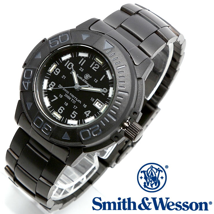 [正規品] スミス＆ウェッソン Smith & Wesson スイス トリチウム ミリタリー腕時計 SWISS TRITIUM DIVER WATCH BLACK/BLACK SWW-900-BLK [あす楽]