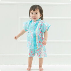 キッズ甚平じんべえ【甚平じんべえ甚平スーツベビーキッズ子供女の子おしゃれ可愛いかわいいウサギ柄水色日本製安心安全夏祭り七夕花火】80cm/90cm/95cm