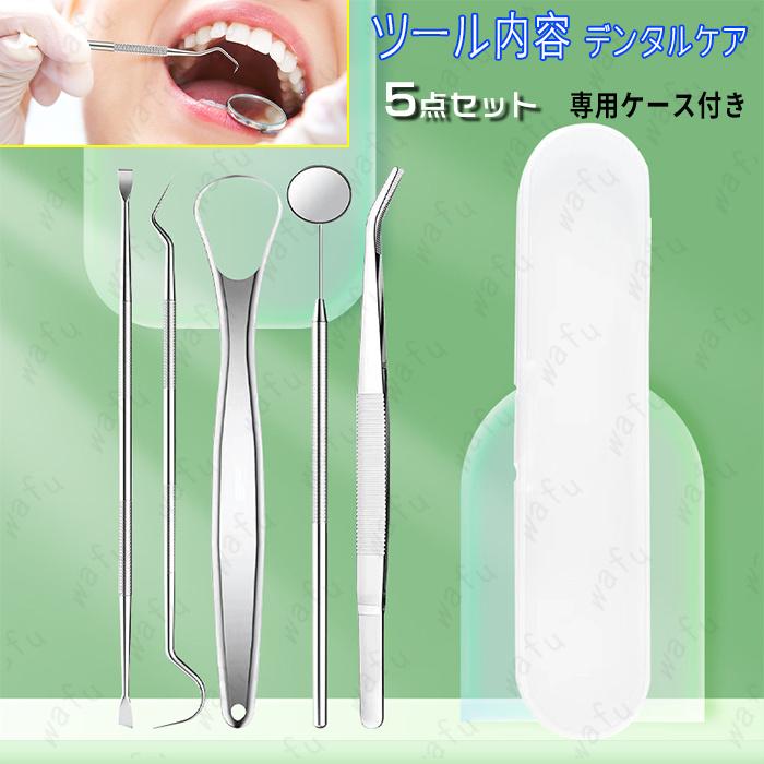 br184#歯石取り 日本国内当日発送 5点セット オーラルケア 舌みがき タングスクレーパー 歯 ヤニ取り しこう取り デンタルケア プロ用 ステンレス 歯鏡...