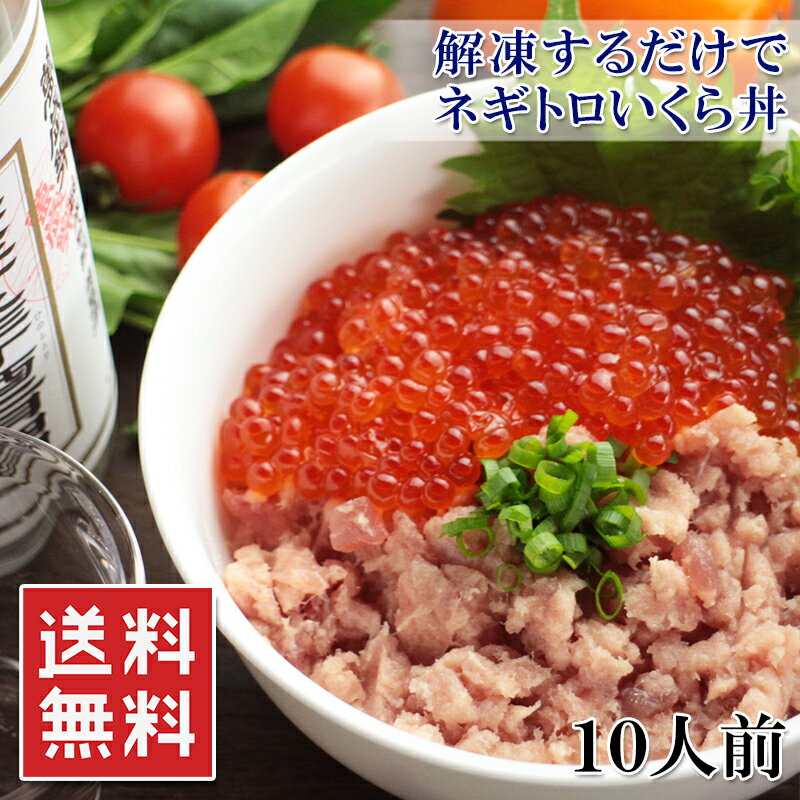 【アウトレット価格】北海道産 ネギトロいくら丼 10人前セット いくら 醤油漬け 国産 送料無料 鮭卵 イクラ ネギトロ 冷凍