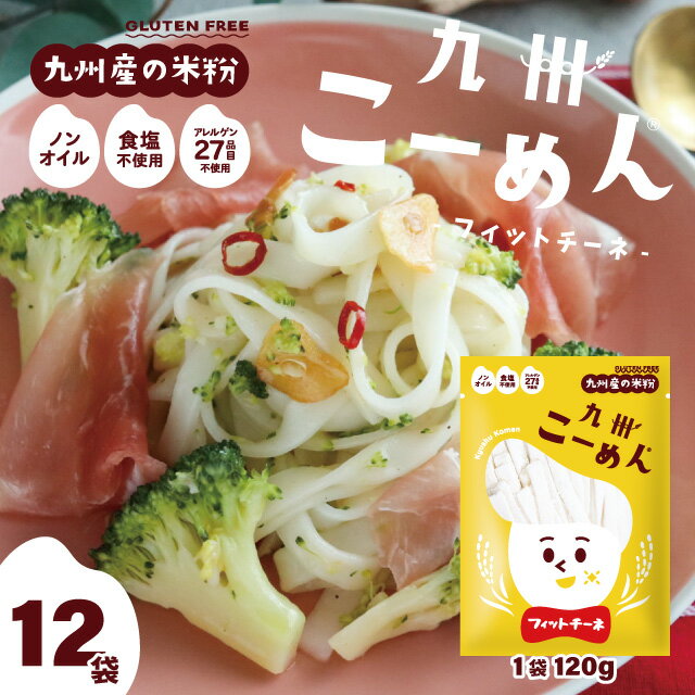 米粉麺 グルテンフリー パスタ麺 『 国産米粉 の九州こーめん。 フィットチーネ 120g×12袋 』 オイル・食塩不使用 アレルゲン27品目不使用