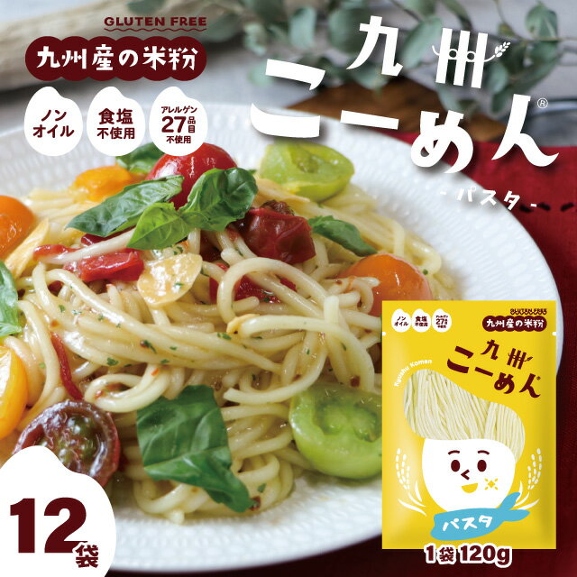 米粉麺 グルテンフリー パスタ麺 『 国産米粉 の九州こーめん。パスタ麺 120g×12袋 』 オイル・食塩不使用 アレルゲン27品目不使用のサムネイル