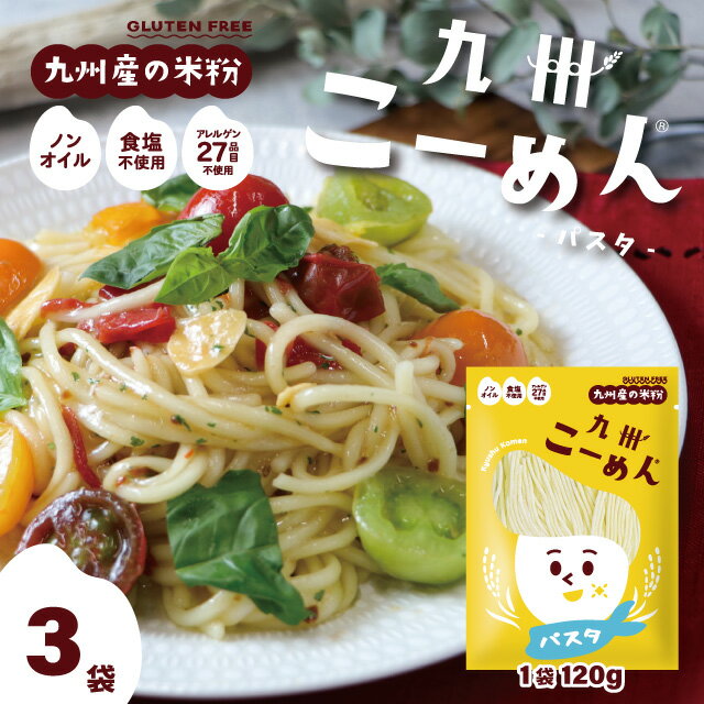 米粉麺 グルテンフリー パスタ麺 『 国産米粉 の九州こーめん。 パスタ麺 120g×3袋 』 オイル・食塩不使用 アレルゲン27品目不使用のサムネイル