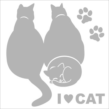 【車 ステッカー 猫ステッカー 13cm】親子3匹 シルバー シルエットステッカー 転写シール 猫グッズ 名入れ 対象外 ギフト プレゼント