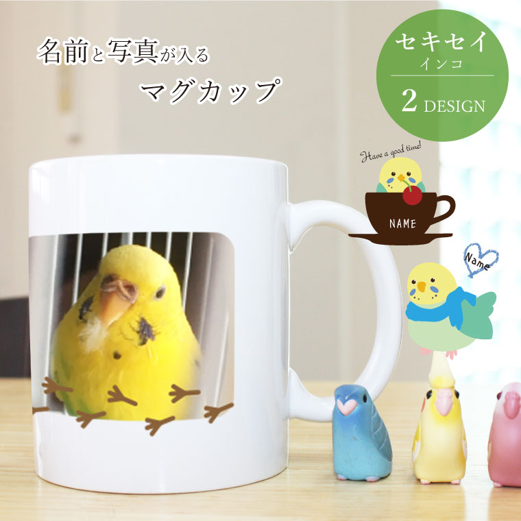 写真入り 名入れマグカップ 写真入り セキセイインコ マグカップ ペット 名入れ ネーム入り オーダーメイド プレゼント ギフト コップ 記念 誕生日 鳥グッズ 鳥雑貨 mag-sekisei