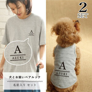 2点セット ペアルック 犬服 半袖 Tシャツ 名入れ ロゴ風 お揃い おそろい 小型犬 中型犬 大型犬 カップル Tシャツ 春服 夏服 犬 飼い主 人とお揃い 飼い主と犬 ギフト プレゼント