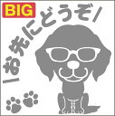 送料無料 安全運転めがね犬ステッカー フラットコーテッドレトリバー 18cm 20cm 車 ステッカー 転写 シール ペット 名入れ対象外