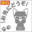 送料無料 安全運転めがね犬ステッカー ヨークシャテリア ショート 18cm 20cm 車 ステッカー 転写 シール ペット 名入れ対象外