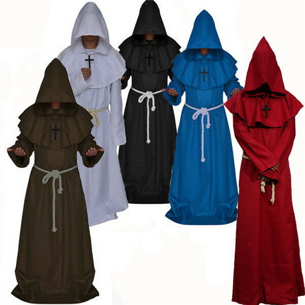 ハロウィン 中世 僧侶用 法衣 シャーマンローブ 牧師 神父 衣装 仮装 4点セット コスプレ コスチューム 大人用 男性用 メンズ パーティーグッズ 神父 全...