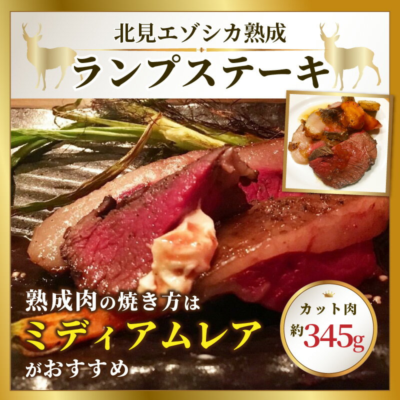 【ふるさと納税】北見エゾシカ熟成 ドライエイジング ランプステーキ ( ふるさと納税 ジビエ お肉 肉 にく 鹿肉 熟成 ステーキ カット肉 ランプ エゾシカ BBQ バーベキュー 焼肉 焼き肉 北海道 数量限定 )