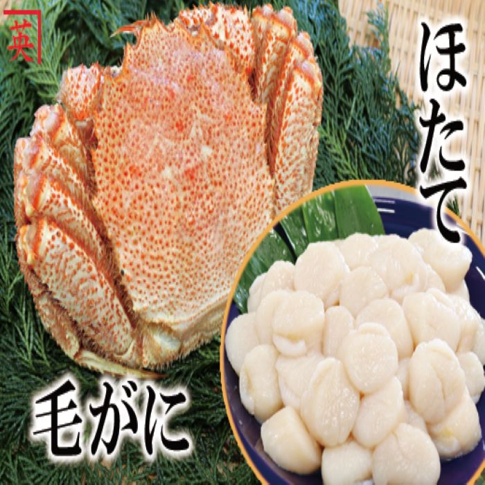 【ふるさと納税】ボイル毛蟹600g～680g×1尾、帆立貝柱