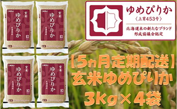 【ふるさと納税】【5ヶ月定期配送】ホクレンゆめぴりか（玄米12kg）ANA機内食採用　【定期便・米・お米・ゆめぴりか】