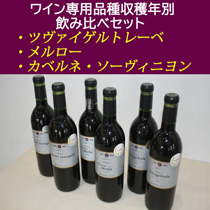 【ふるさと納税】エーデルワイン 赤ワイン3品種・収穫年別 飲み比べ6本セット ギフト