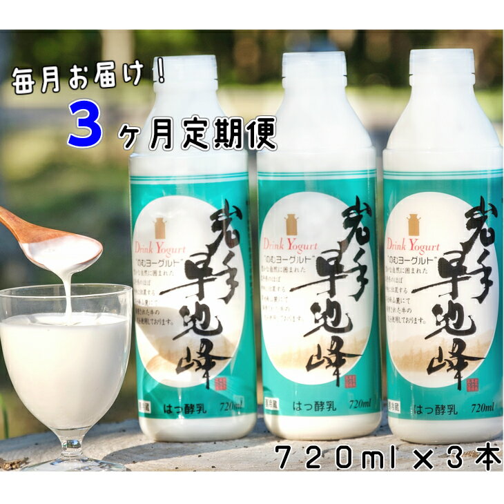 6位! 口コミ数「29件」評価「4.72」《定期便3ヶ月》岩手早池峰 のむ ヨーグルト 720ml×3本セット ギフト 生きた乳酸菌 免疫力 アップ 保存料不使用