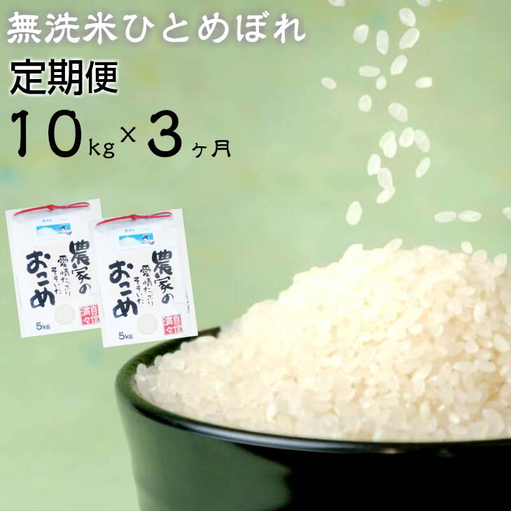 【ふるさと納税】新米 ひとめぼれ 2023年産 【定期便 3ヶ月】ひとめぼれ 無洗米 10kg 白米 減農薬栽培 農家直送 岩手県 花巻産 ふるさ..