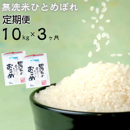 新米 ひとめぼれ 2023年産 【定期便 3ヶ月】ひとめぼれ 無洗米 10kg 白米 減農薬栽培 農家直送 岩手県 花巻産 ふるさと納税 米 定期便 令和5年産