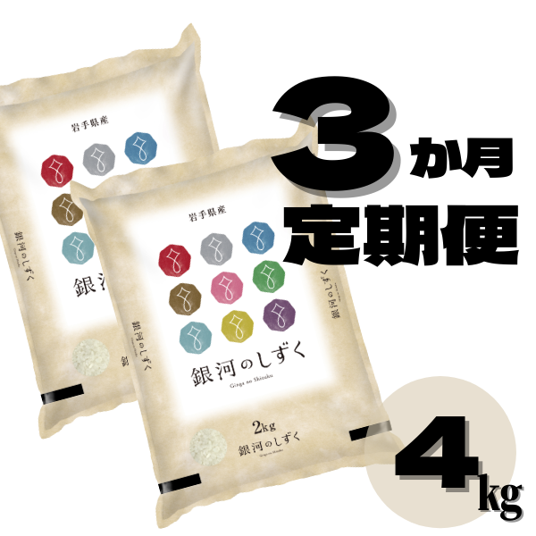 【定期便 3ヶ月】令和4年産米 銀河のしずく 4kg 3回(計12kg) お米 3times