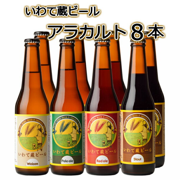 楽天岩手県一関市【ふるさと納税】いわて蔵 ビール アラカルト 8本 セット ヴァイツェン ベールエール レッドエール スタウト クラフトビール 地ビール 岩手 飲み比べ 酒 プレゼント ギフト 宅飲み 家飲み お祝い 還暦祝 誕生日 内祝 バーベキュー 父の日