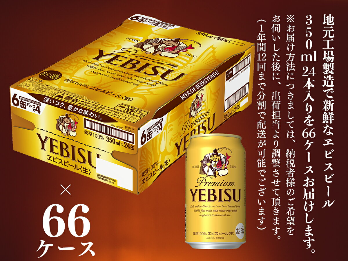 【ふるさと納税】【お届け相談します】ヱビスビール 仙台工場産（350ml×24本入を66ケース）合計1、584缶が大人気返礼品になっている理由とは　ふるさと納税　人気　返礼品　ランキング