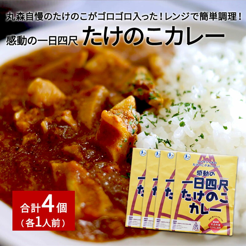 70位! 口コミ数「0件」評価「0」たけのこカレー1人前×4個セット｜丸森自慢のたけのこ 具材ゴロゴロ レトルト食品 パウチ 手軽 筍 ご飯 人気 簡単 常温保存