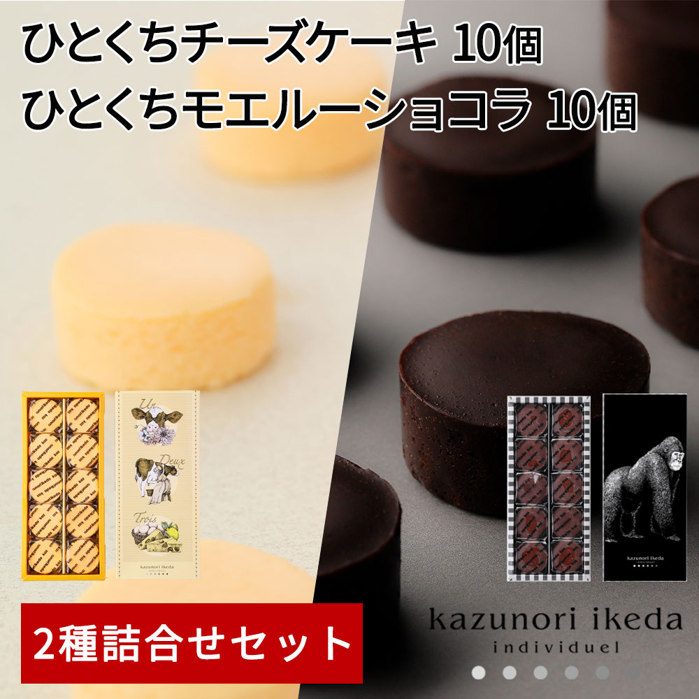 【ふるさと納税】ひとくち濃厚 チーズケーキ10個入りモエルーショコラ10個入り セット 詰め合わせ スイーツ 菓子 kazunori ikeda individuel カズノリイケダ パティスリー チョコ 人気店 ギフト プレゼント 送料無料