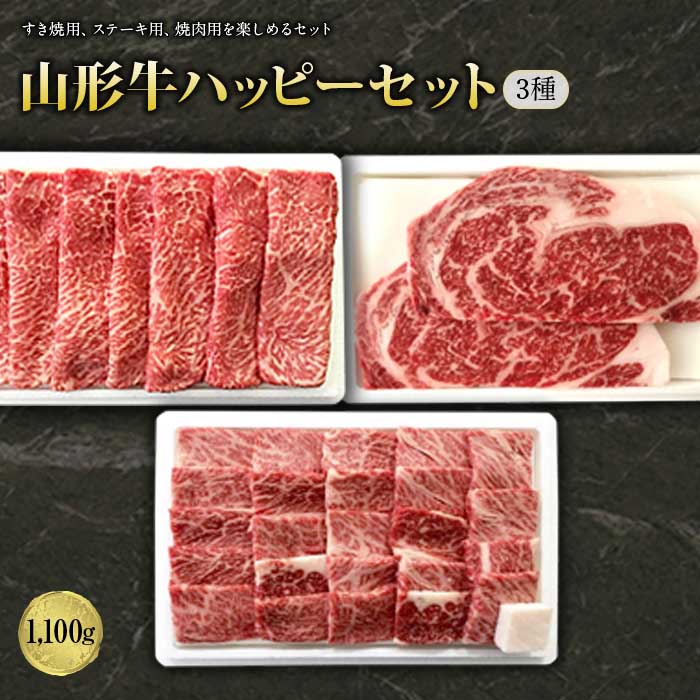 山形牛ハッピーセット(3種)1100g F2Y-1245