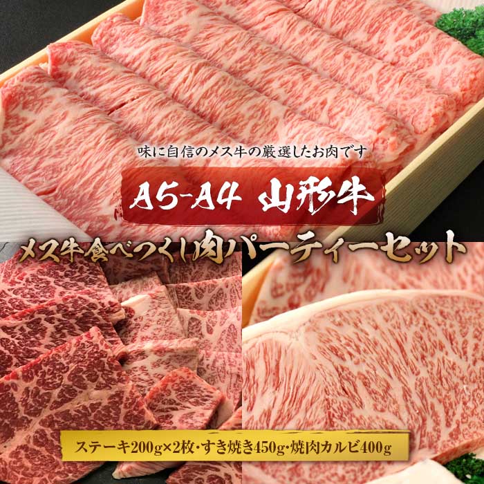 A5-A4 山形牛メス牛食べつくし 肉パーティーセット F2Y-1755