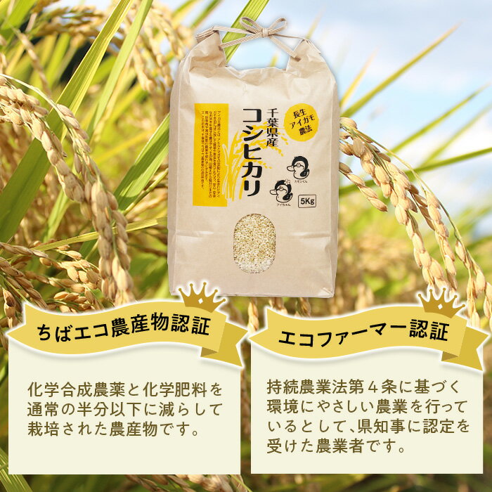 【ふるさと納税】アイガモ農法によるお米 5.5kg〜60kg 玄米 コシヒカリ こしひかり 合鴨農法 合鴨 アイガモ 農法 米 合鴨米 ふるさと 納税 千葉県 長生村