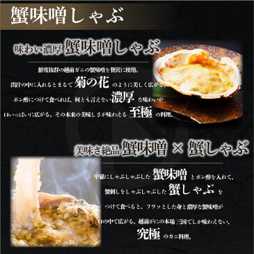 【ふるさと納税】越前・三国の幻のカニ料理!蟹味噌しゃぶ付き宿泊プラン 1泊2日付き(2名様で1室無料)【越前がに 越前ガニ ズワイガニ】