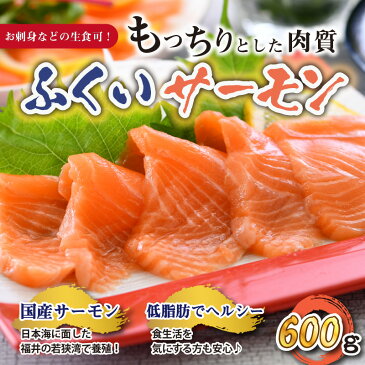【ふるさと納税】【コロナ訳あり】【緊急支援】国産 ふくいサーモン600g(刺身用) 真空冷凍 200g×3 皮・骨を除去し、使いやすい小分けブロックに。サーモン好きにはたまらない。上品で、それでいて芳醇な味わいは、「おかわり!」と必ず言いたくなる「刺身用サーモン」です。