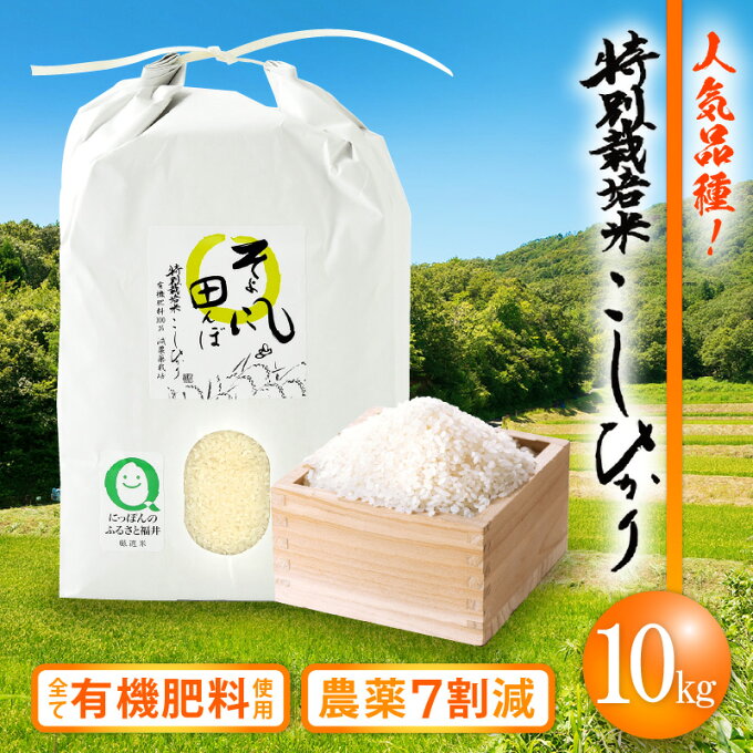 【ふるさと納税】 特別栽培米 コシヒカリ 10kg 福井県産米（有機肥料100% 農薬7割減）【 令和3年産 人気品種 】