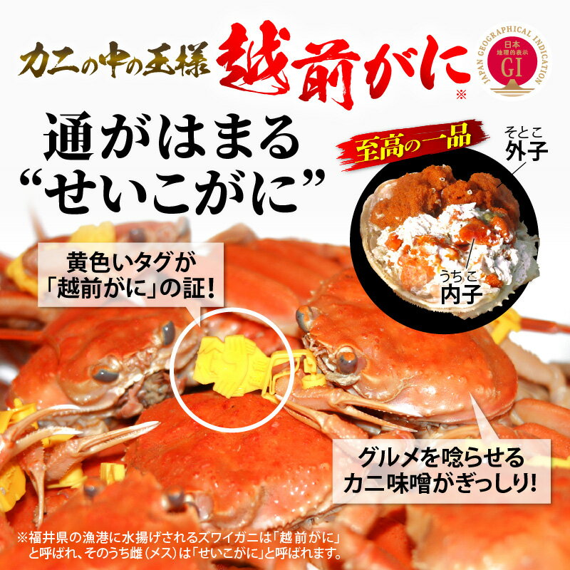 【ふるさと納税】浜茹で 越前せいこがに≪松セット≫3〜4人前 かに酢 食べ方しおり スプーン付き【雌 ズワイガニ】【カニ 越前ガニ セコガニ カニみそ】【選べる杯数！3〜6杯】【11月発送分】希望日指定可 備考欄に希望日をご記入ください [e04-x010_11]