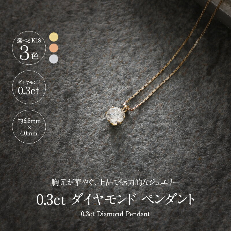 【ふるさと納税】ダイヤ ネックレス ペンダント 0.3ct 3種 【K18 ダイヤ0.3ct ペンダント】 k053-012 送料無料