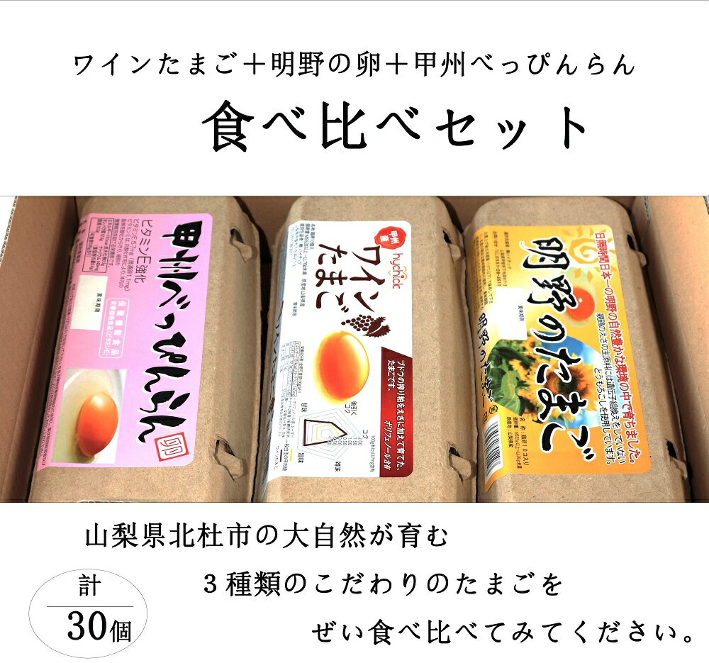 【ふるさと納税】お楽しみセット ワイン たまご べっぴんらん 明野たまご 各10個 山梨県 北杜市産 卵 食べ比べ 送料無料