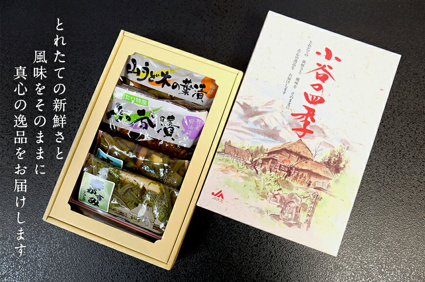 【ふるさと納税】小谷の四季(山菜漬物セット)| 各種300g×4袋 小谷漬 醤油漬け きゃらぶき ピリ辛漬け 山うど 山ウド 沢あざみ こごみ ふき 詰め合わせ...