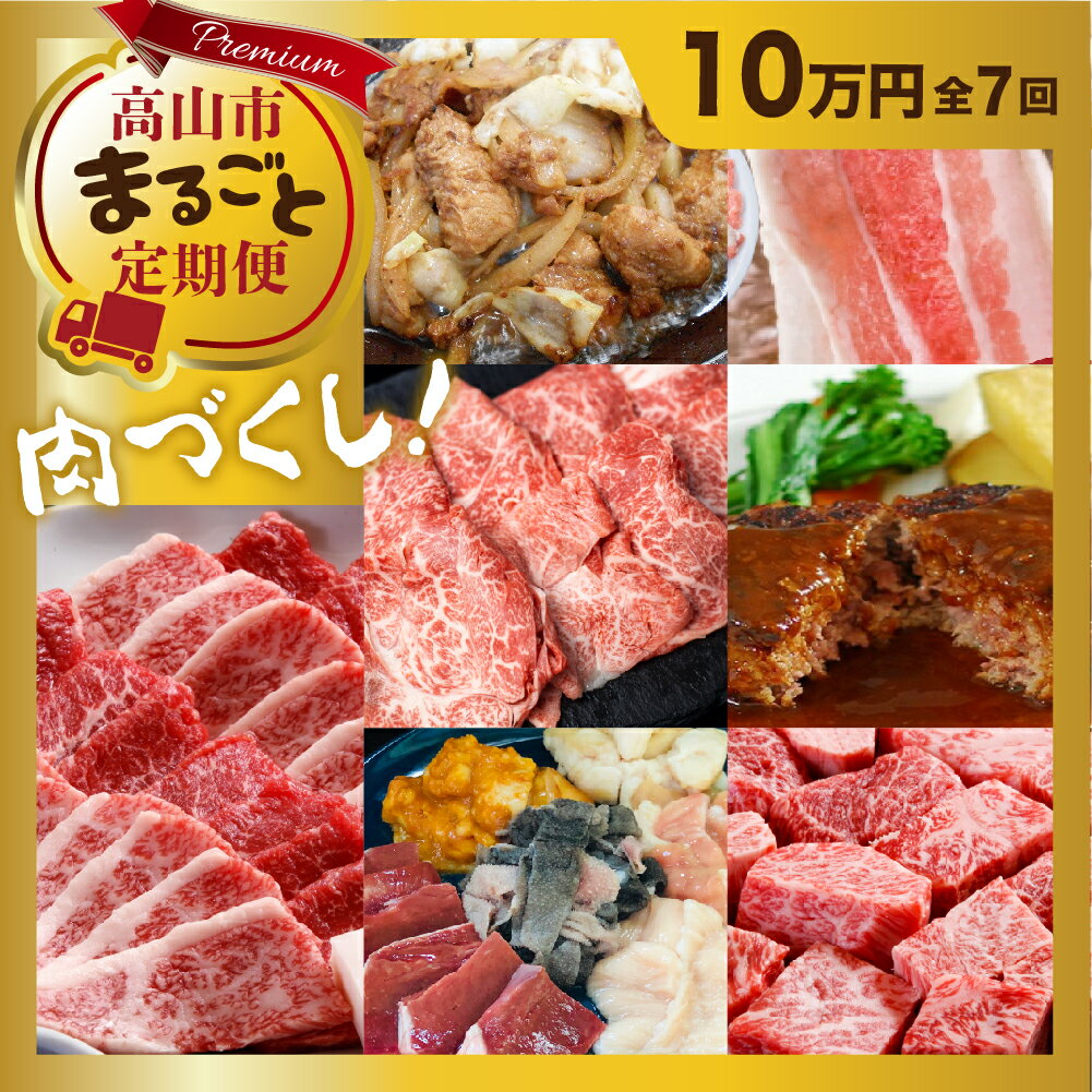 【ふるさと納税】定期便 高山市まるごと定期便 7ヶ月 お届け 肉づくし 牛肉 豚肉 鶏肉 ホルモン ハンバーグ 総菜 ステーキ 人気 TR3223 100000円 10万円･･･