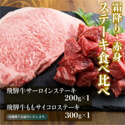 【ふるさと納税】年内配送 飛騨牛 　ロース もも　ステーキセット　500g 牛肉 国産 ステーキ サイコロステーキ モモ　赤身　食べ比べ　サイコロ　 和牛 黒毛和牛 赤身 高級肉 お肉 お取り寄せ　ギフト　お中元　お歳暮　贈り物　山武商店 TR3046 20000円 年内発送　年内･･･ 画像1