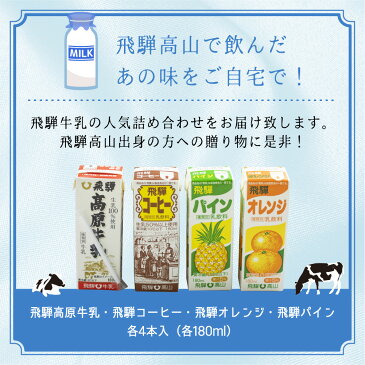 【ふるさと納税】飛騨牛乳 フルーツ牛乳 詰め合わせ パックジュース ギフト 熨斗対応 のし対応 熨斗 のし 飛騨産 飛騨高山 HACCP TR3121