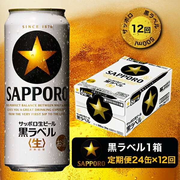 【ふるさと納税】T0006-2012　【定期便 12回】黒ラベル ビール 500ml×1箱(24缶)