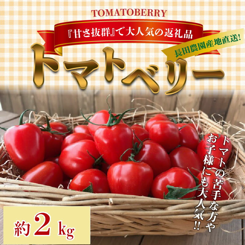 【ふるさと納税】産地直送 甘さ抜群 トマト苦手な方にもオススメ トマトベリー 約 2kg トマト 甘い 濃厚 幻 ミニトマト いちご型 肉厚 皮が薄い フルーツミニトマト 長田農園 リコピン 野菜 食品 お取り寄せ 送料無料