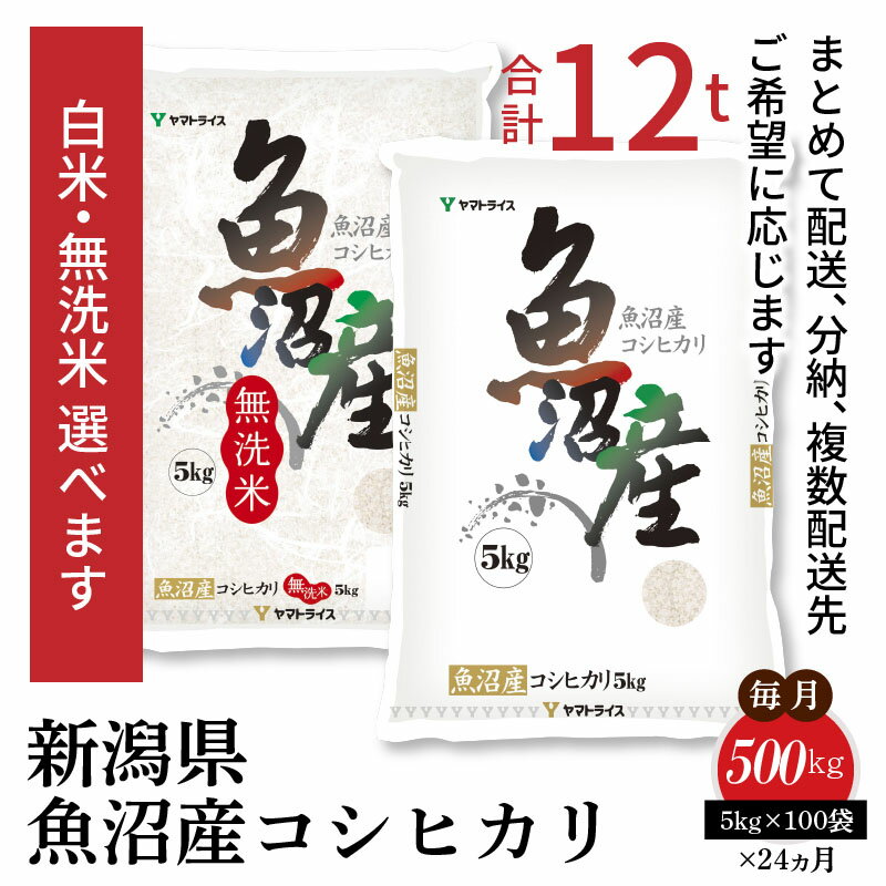 【ふるさと納税】新潟県魚沼産コシヒカリ 5kg×100袋 ※24回定期便　安心安全なヤマトライス