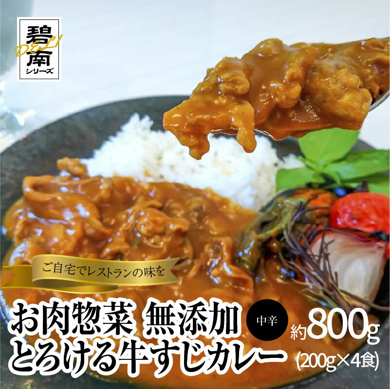 【ふるさと納税】碧南DELIシリーズ お肉惣菜 無添加 とろける牛すじカレー 約800g(200g×4食)