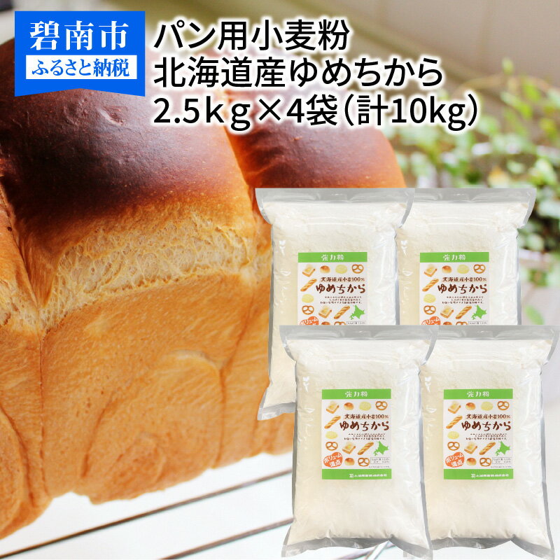 【ふるさと納税】 小麦粉 国産 ゆめちから パン用 強力粉 2.5kg × 4袋 計10kg 超強力小麦粉 保存に便利 チャック付袋 パスタ 中華麺 ドーナツ アメリカンドッグ ホームベーカリー 小笠原製粉 愛知県 碧南市 送料無料