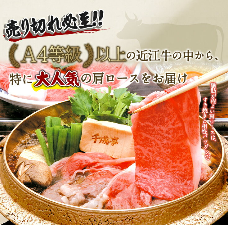 【ふるさと納税】近江牛 肩ロース すき焼き 500g 千成亭 4等級以上の未経産牝牛限定 A4/A5 国産 牛肉 霜降り ブランド牛 日本三大和牛 キャンプ アウトドア 贈り物 ギフト にも 冷凍 送料無料