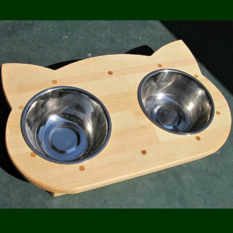 【ふるさと納税】手作り木製 2椀付きペット用食器・水飲み