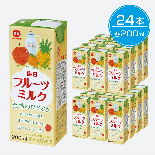 牛乳人気ランク25位　口コミ数「1件」評価「5」「【ふるさと納税】毎日牛乳 毎日フルーツミルク 200ml紙パック×24本入 (EU005-SJ)」