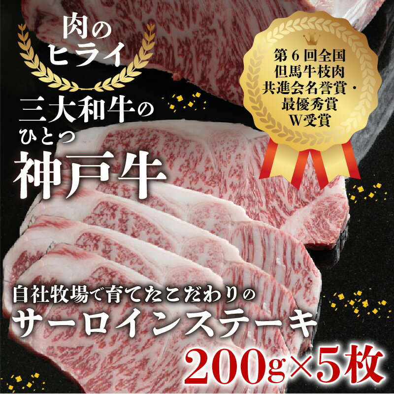 【ふるさと納税】神戸牛サーロインステーキ（200g×5枚） 《自社牧場直送　神戸牛　肉のヒライ サーロインステーキ 1キロ 焼肉 加古川和牛 サーロイン 霜降り》